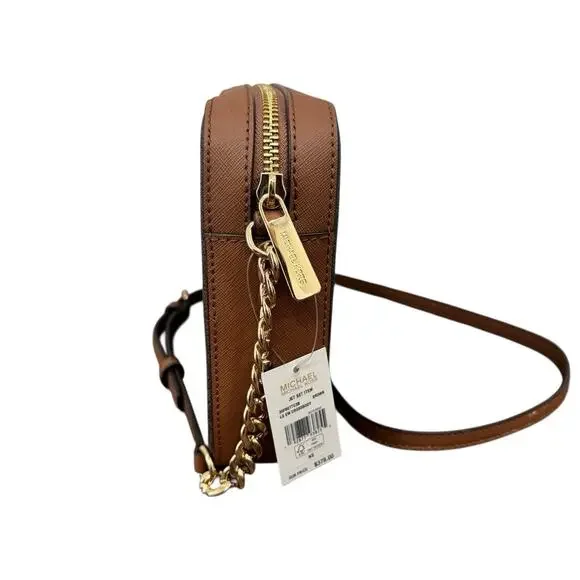 Michael Kors Jet Set Large Logo Crossbody Bag Brown MK Chain Strap - Picture 3 of 14